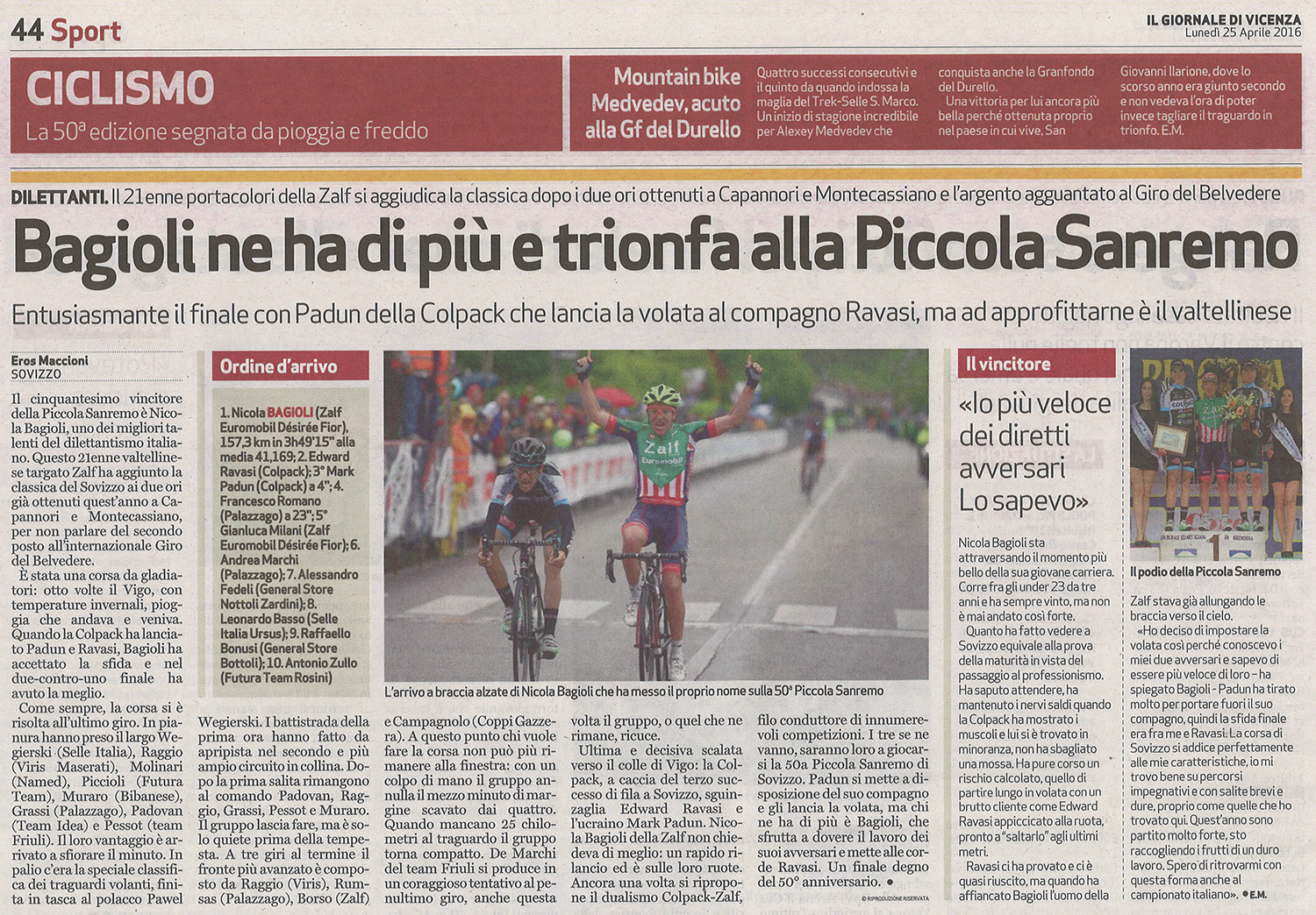 Il giornale di vicenza 25.04.16 pag. 44